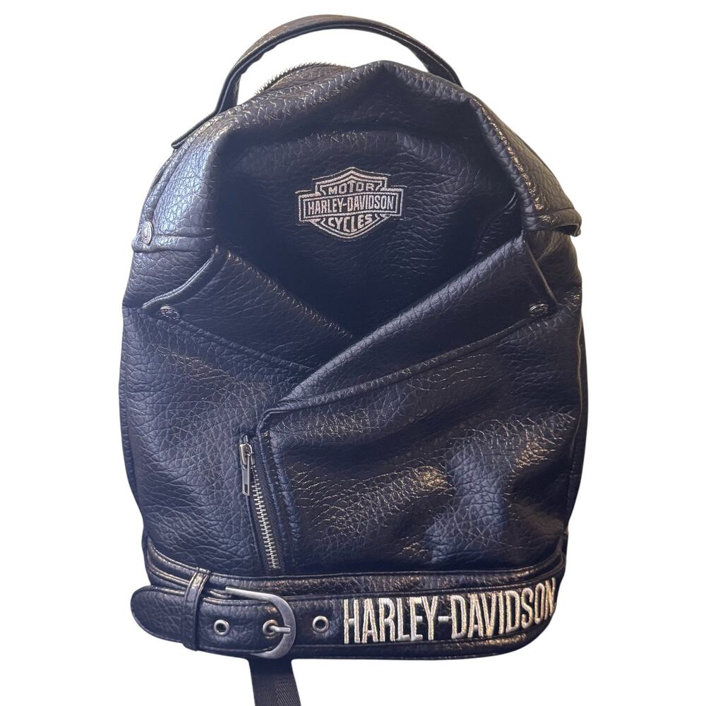 Harley Davidson Riding MC Jacket Embroidered Backpack Purse - Picture 2 of 5